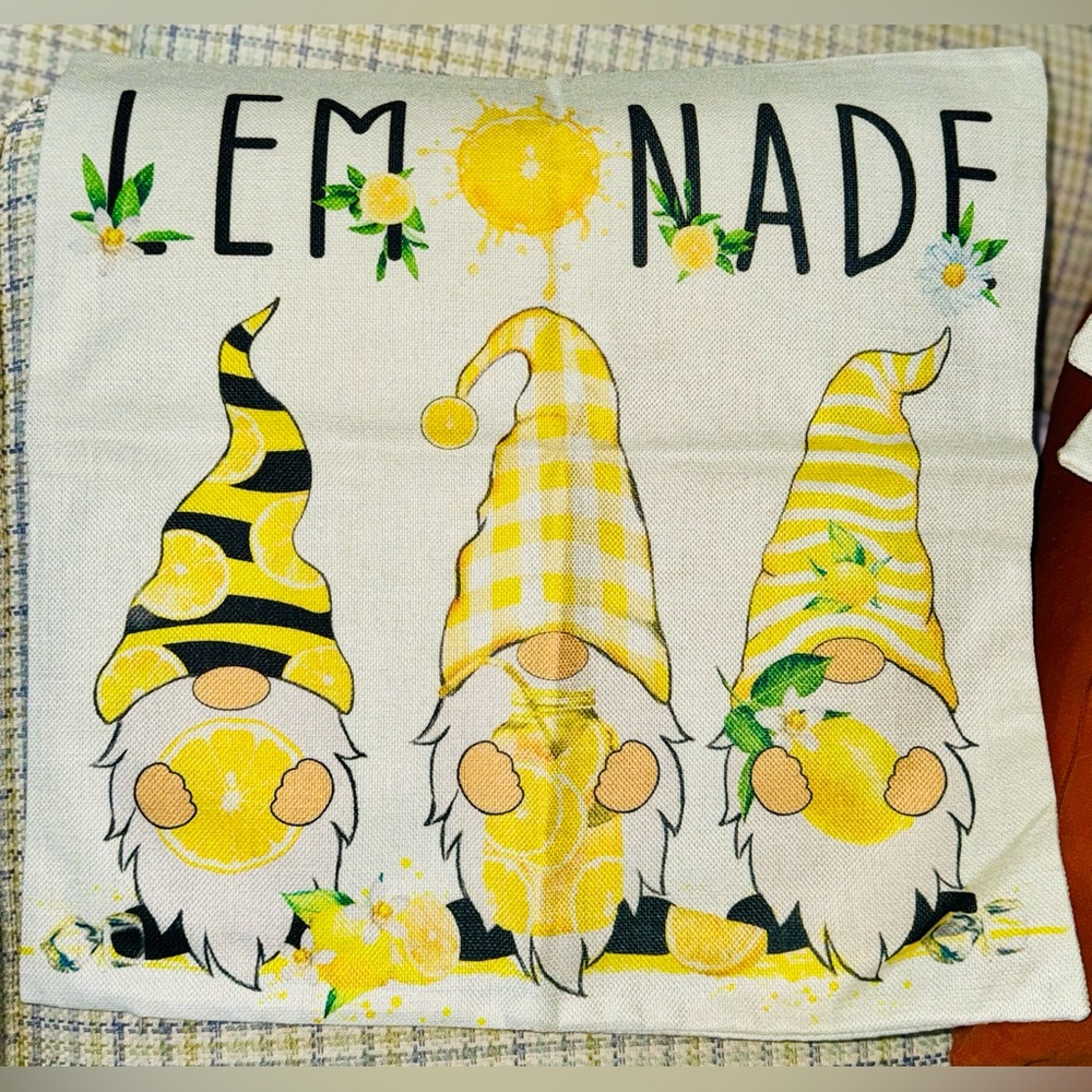 20x20 Pillow Covers: Summer, Lemonade, Gnomes, Farm Truck (BUNDLE of 4)…